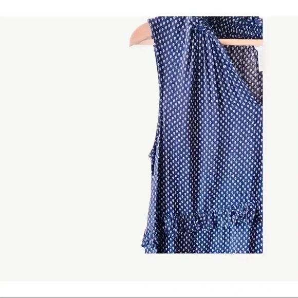 H&M Navy & White Print Sleeveless Ruffled Waist Hi-Lo Throw On Dress SZ 8 - Picture 7 of 7